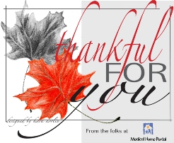 Thankful for you from the folks a Medical Home Portal with images of leaves